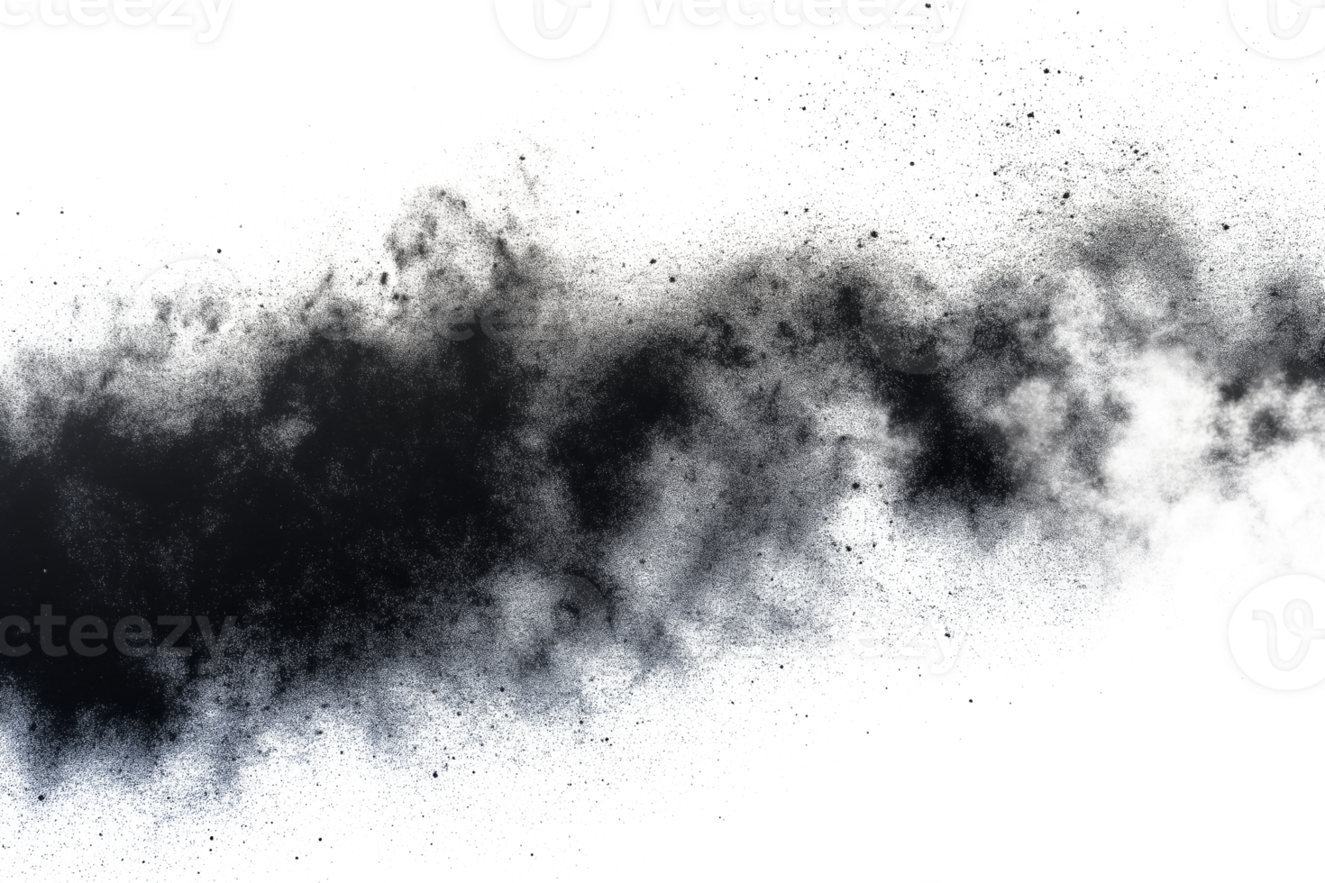 Abstract black dust smoke overlay effect with transparent background cut out design element png