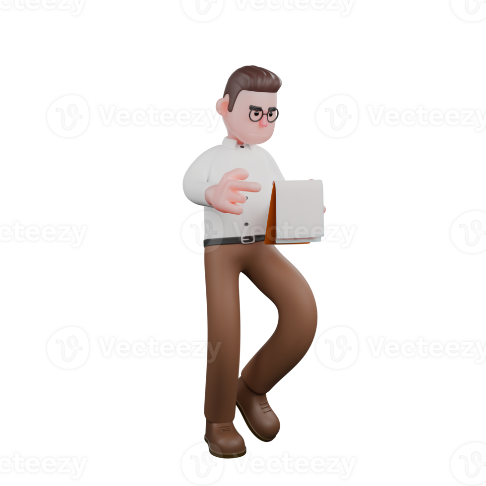 Sociologist in 3D. A male sociologist is standing with one of his legs bent and pointing to a clipboard he is carrying. Professional Sociology png