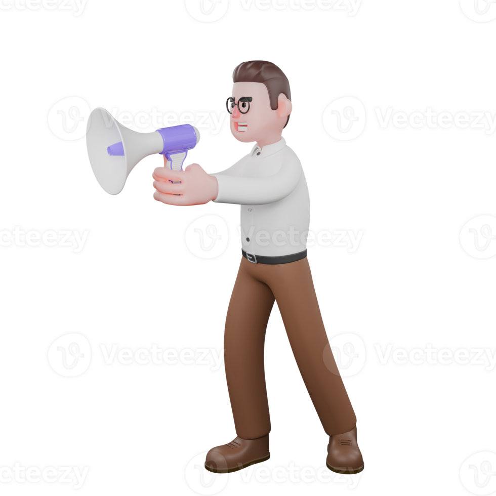 Animated Professional Sociologist. A male sociologist is standing while speaking using the help of a loudspeaker he is holding. Societal Cartoon png
