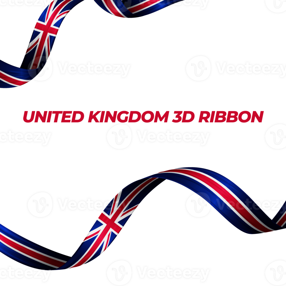 Ribbon with United Kingdom flag color 3d png