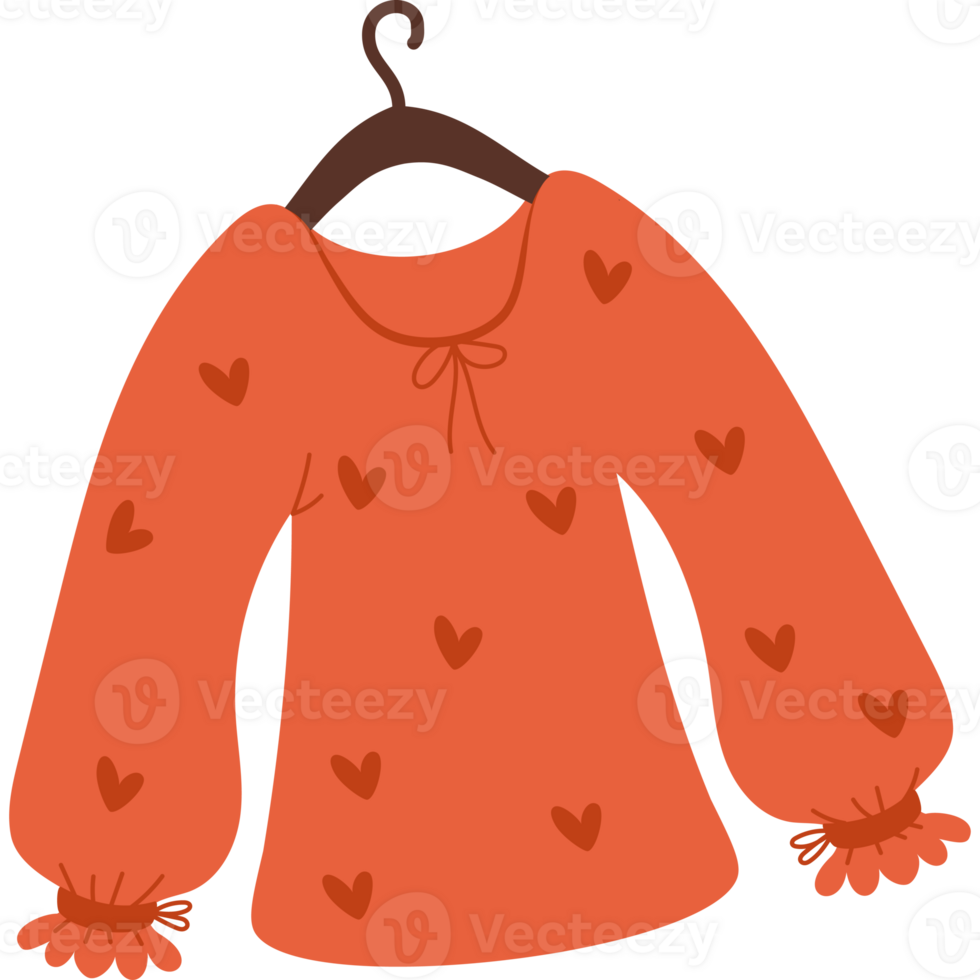 Red women's Fashionable blouse on hanger png