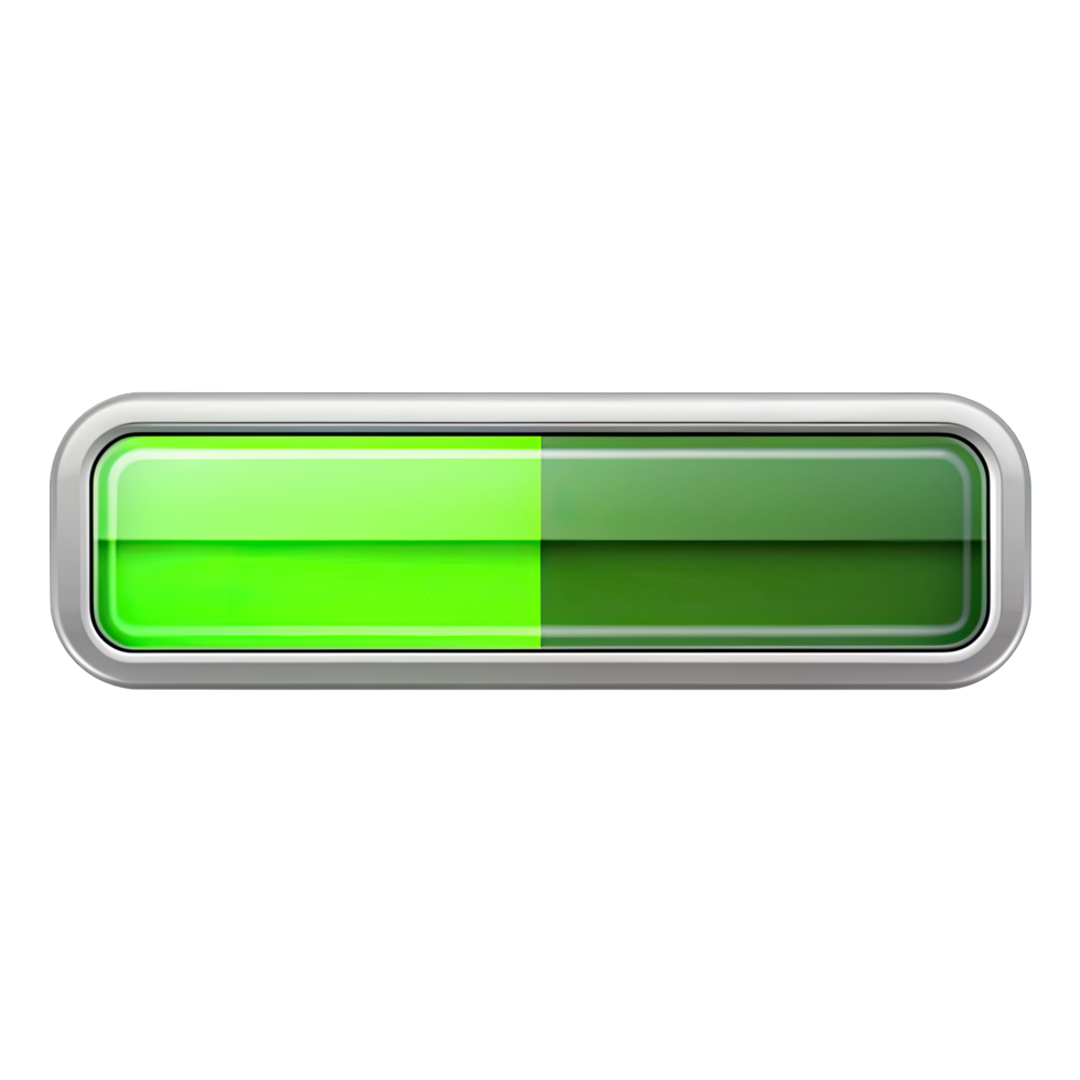 A green progress bar loading icon, isolated on a transparent background. png