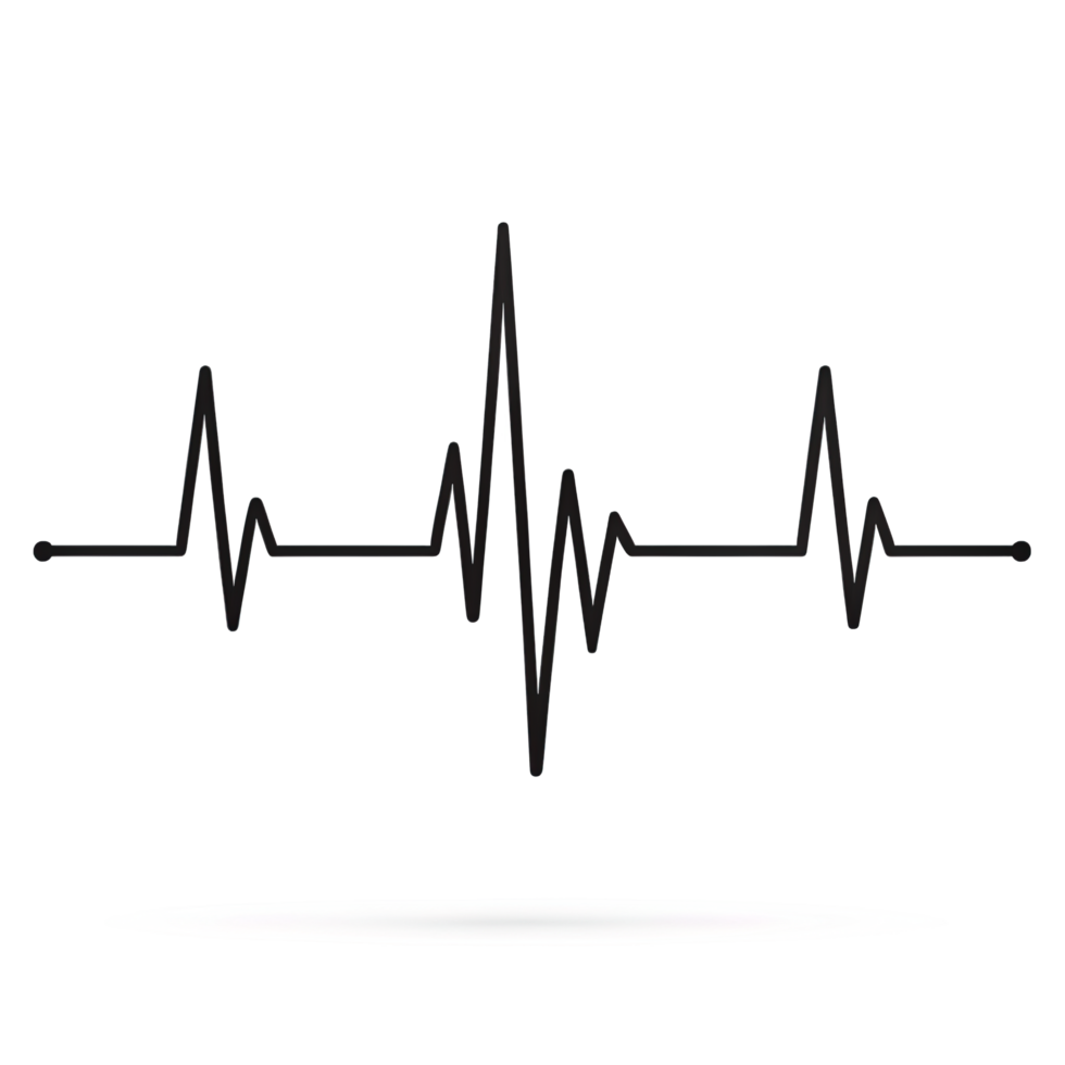 A simple, black line illustration of a heartbeat wave on a transparent background. png