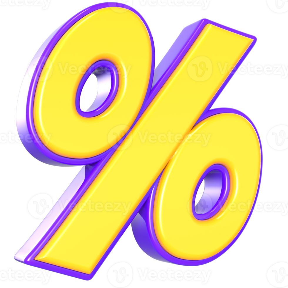 Percent 3D Yellow And Purple png