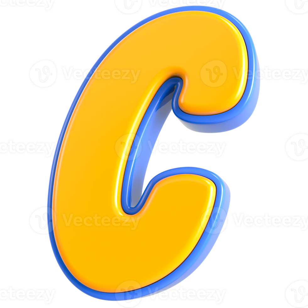 C Font 3D Yellow And Blue png
