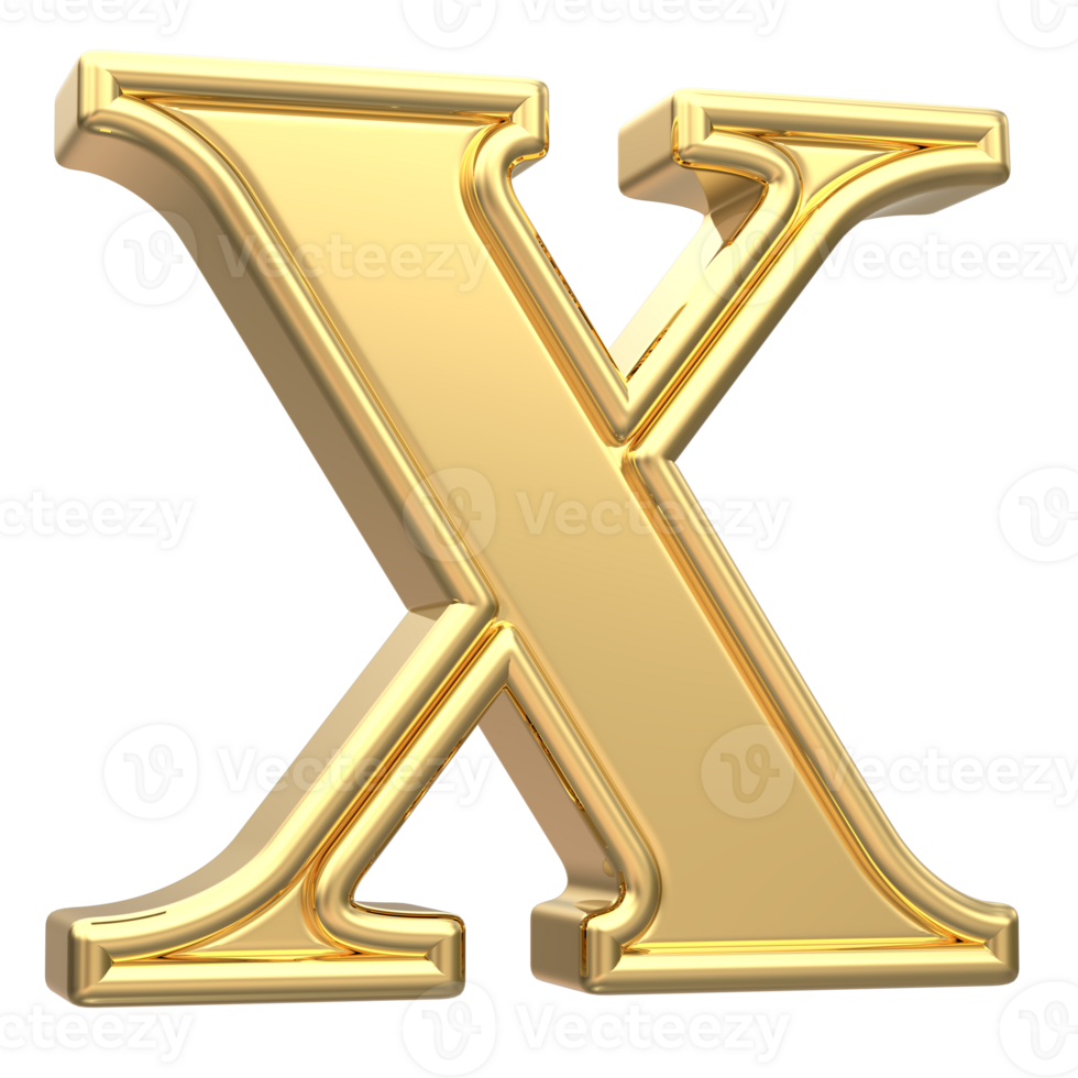Gold x Font 3D Rendering png