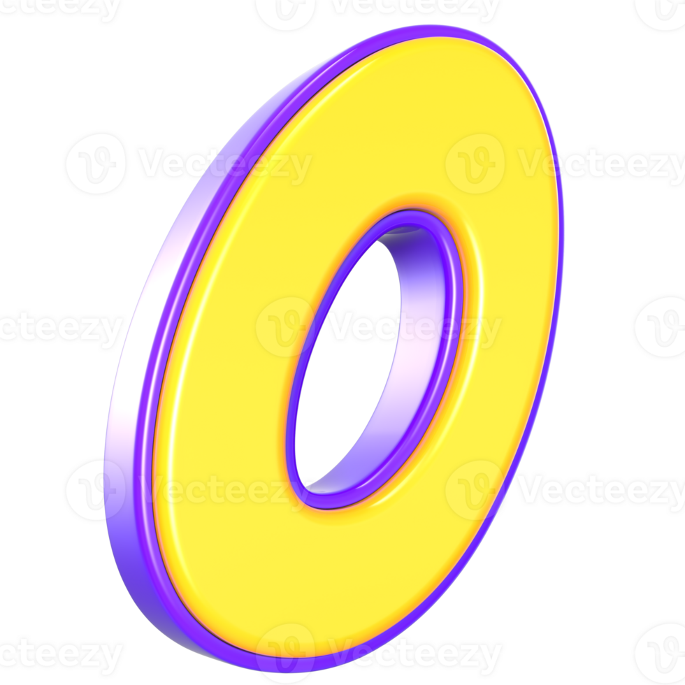 0 Number 3D Yellow And Purple png