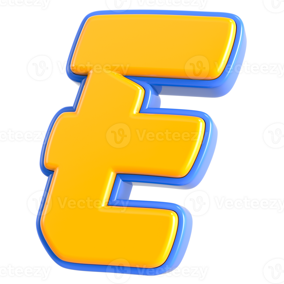 E Font 3D Yellow And Blue png