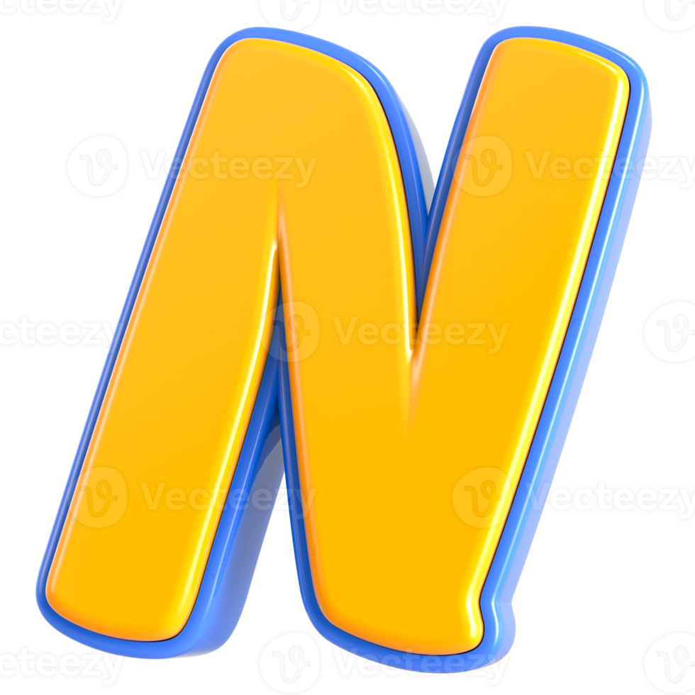 N Font 3D Yellow And Blue png