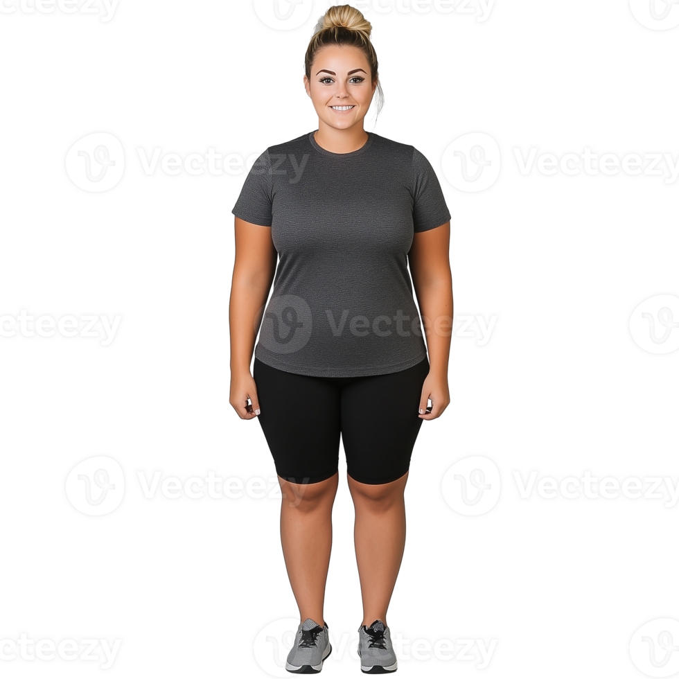 Plus size woman wearing casual clothes on a transparent background png