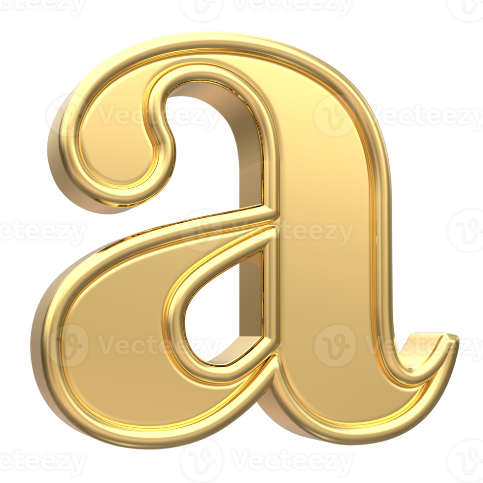 Gold a Font 3D Rendering png