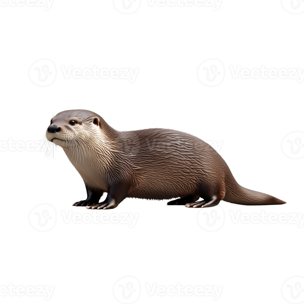 Otter laying on a transparent background, displaying its brown fur and streamlined body png