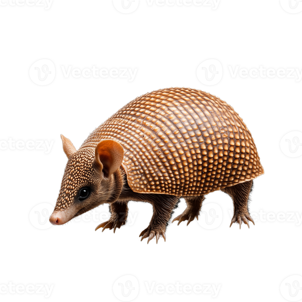 Armadillo walking on a transparent background, showcasing its armored shell png