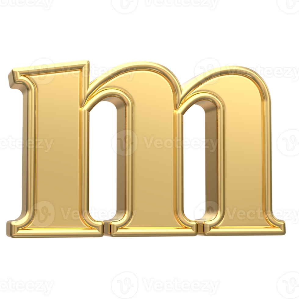 Gold m Font 3D Rendering png