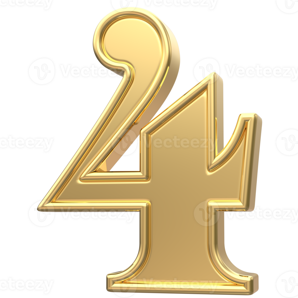 Gold Number 4 3D Render png