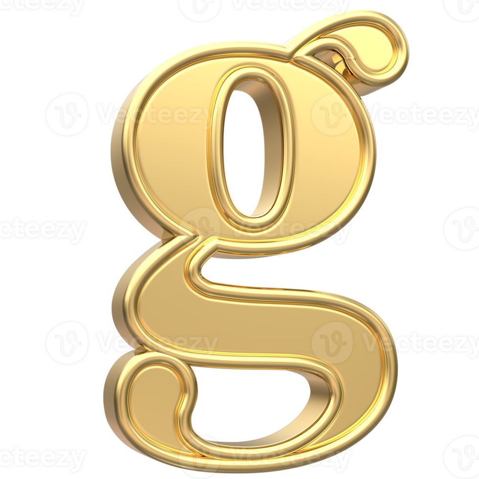 Gold g Font 3D Rendering png