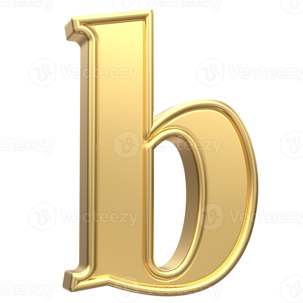 Gold b Font 3D Rendering png