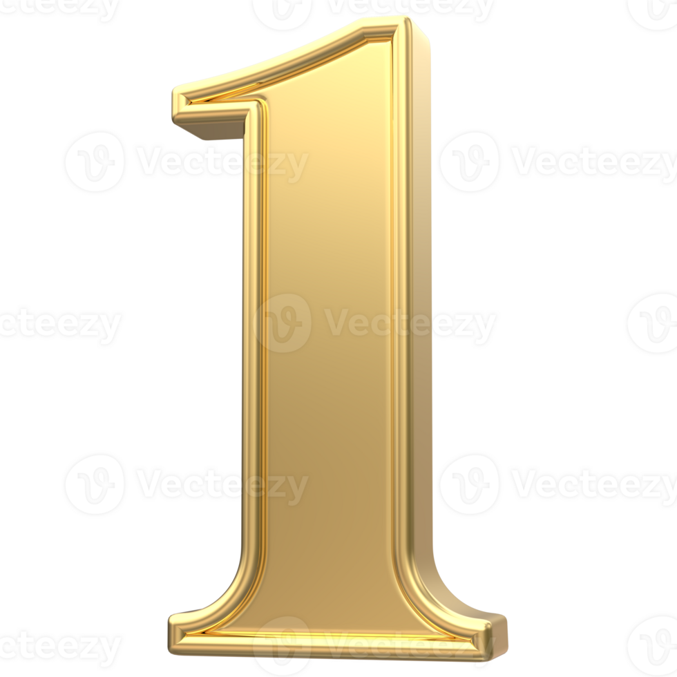 Gold Number 1 3D Render png