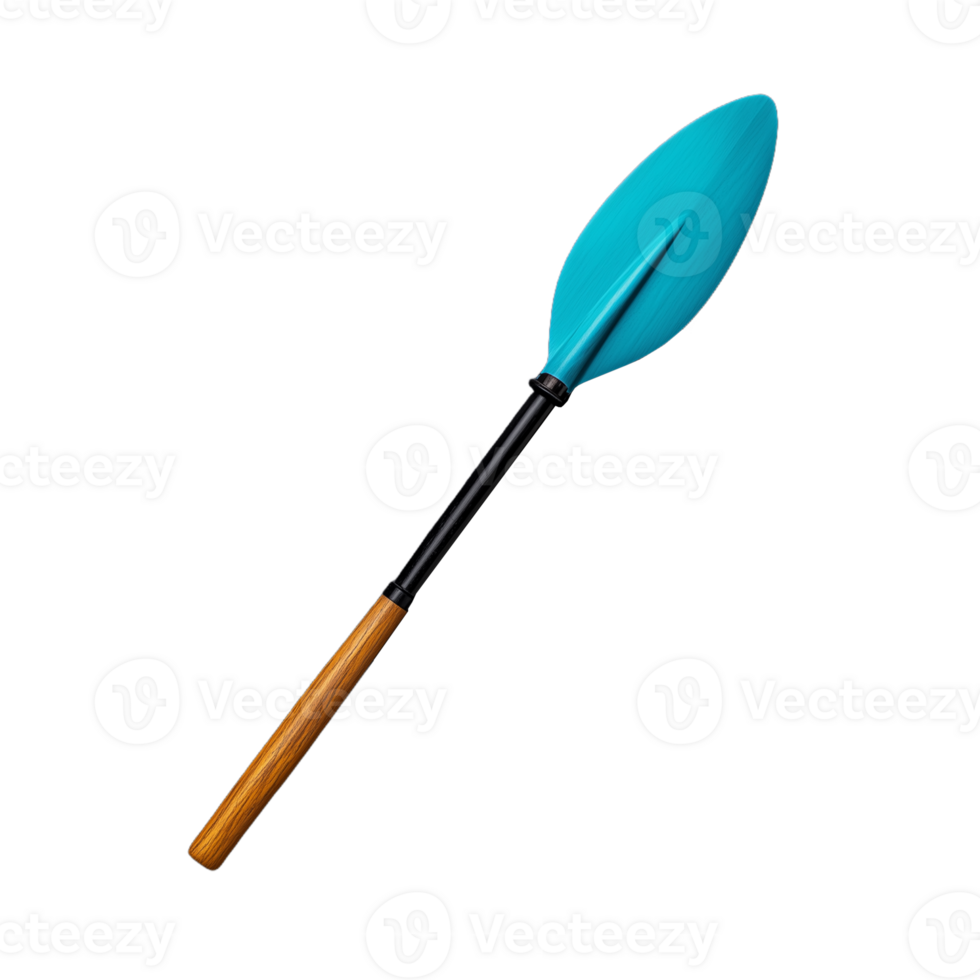 Wooden kayak paddle with blue blades, isolated on a transparent background png