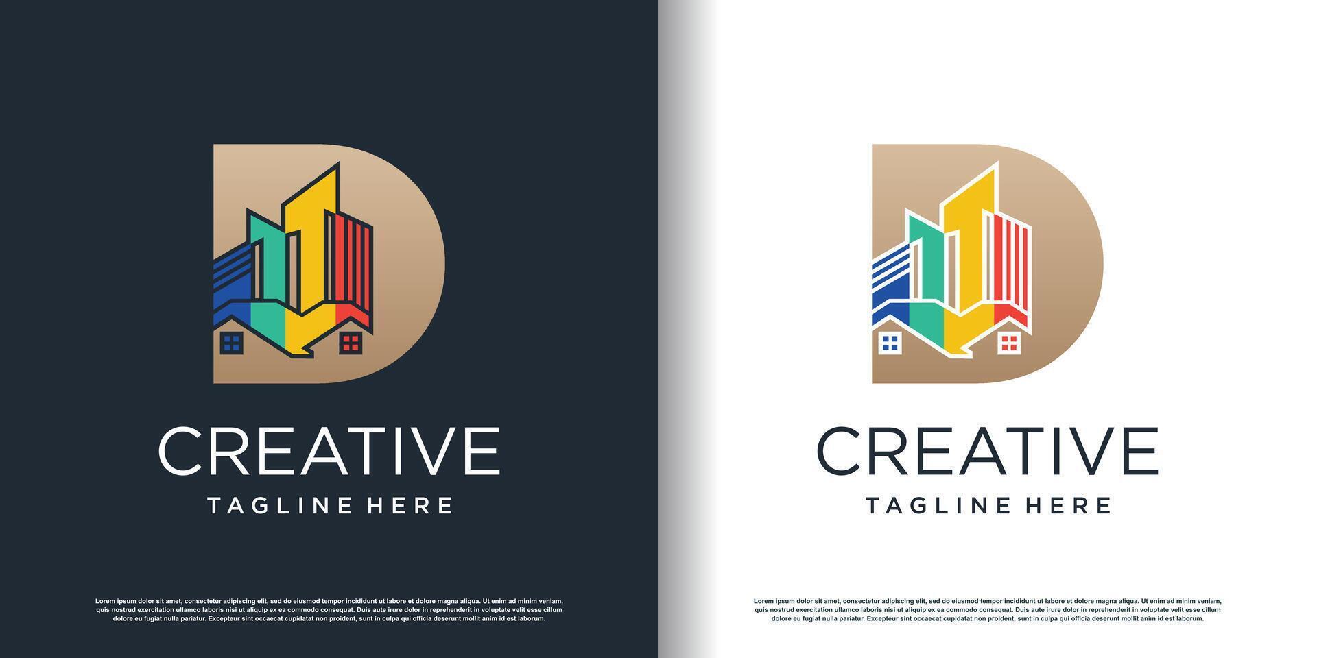 painting design with initial D concept for business vector