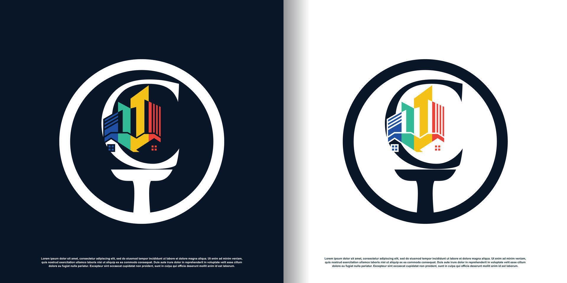 painting design with initial C creative concept for business vector