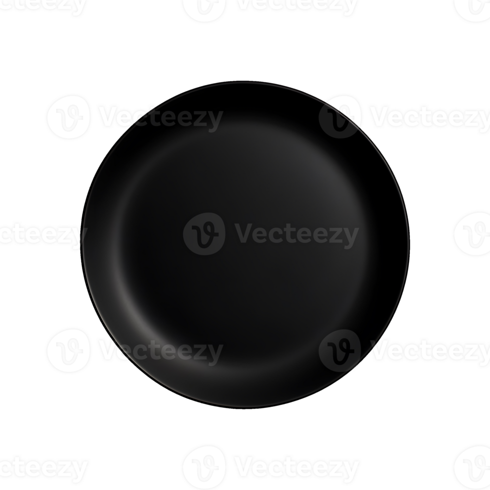 black Ceramic plate isolated on a transparent background png