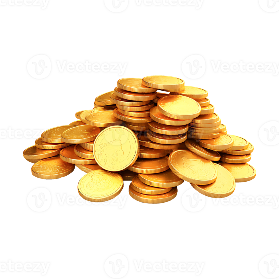 Pile of Golden Coins, Wealth and Prosperity isolated on a transparent background png