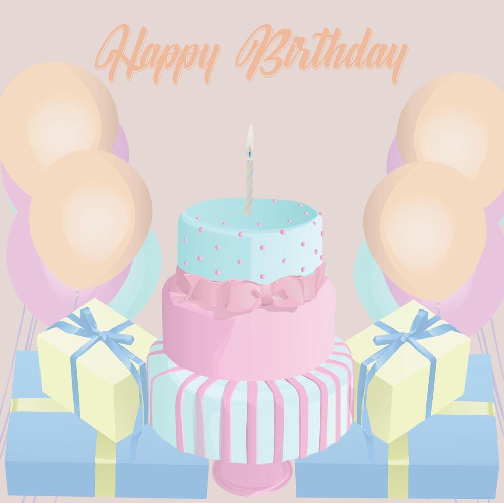 Birthday cake illustration vector