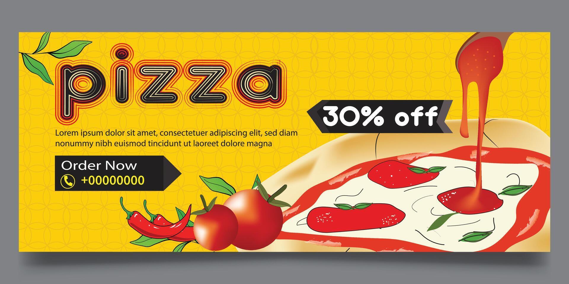 Pizza web banner design for restaurant vector