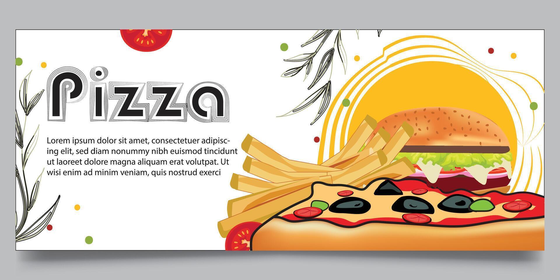 Pizza and burger banner design for restaurant vector