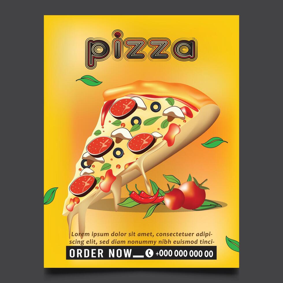 Yellow color flyer for pizza vector