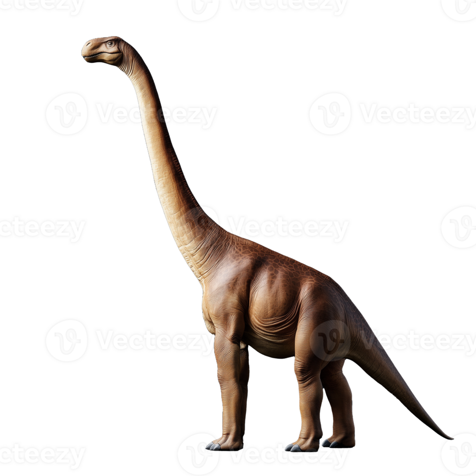 Brachiosaurus walking with its long neck extended forward, on a transparent background png