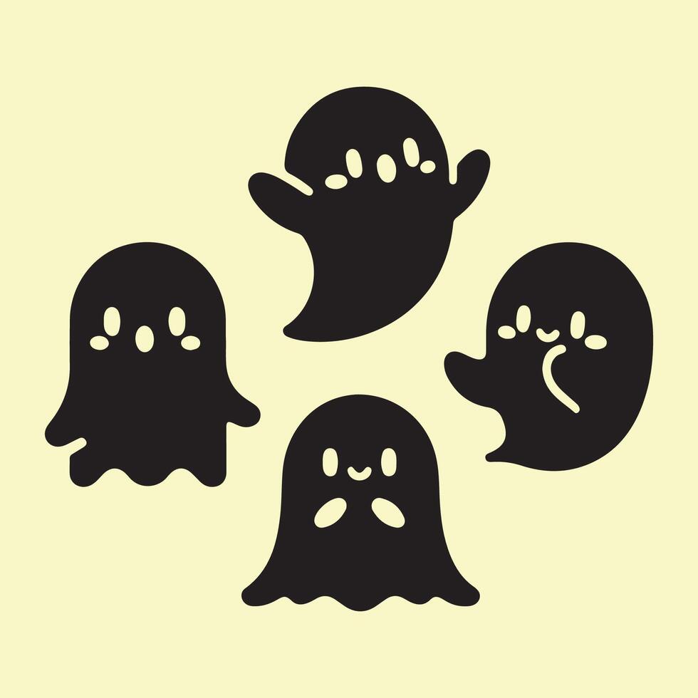 Cute ghost silhouette collection vector