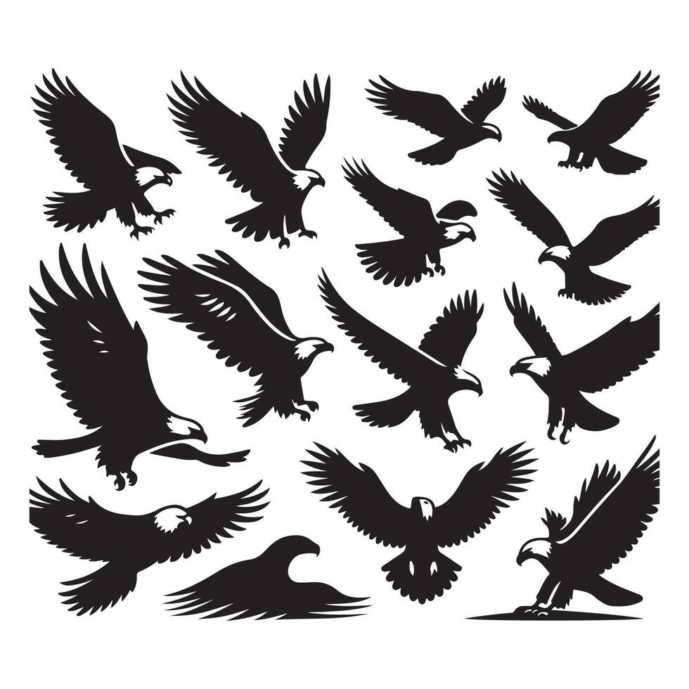 Selection of eagle shadows displayed on a white background vector