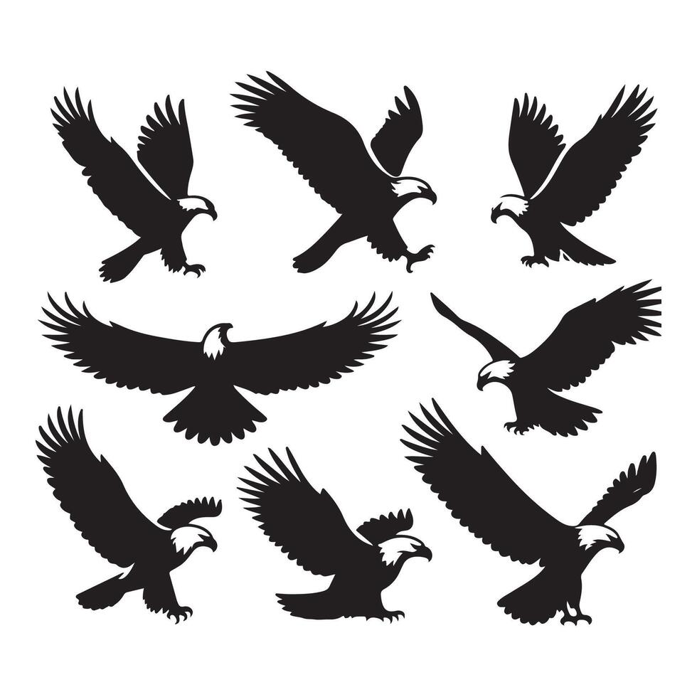Eagle silhouettes gathered on a white background vector