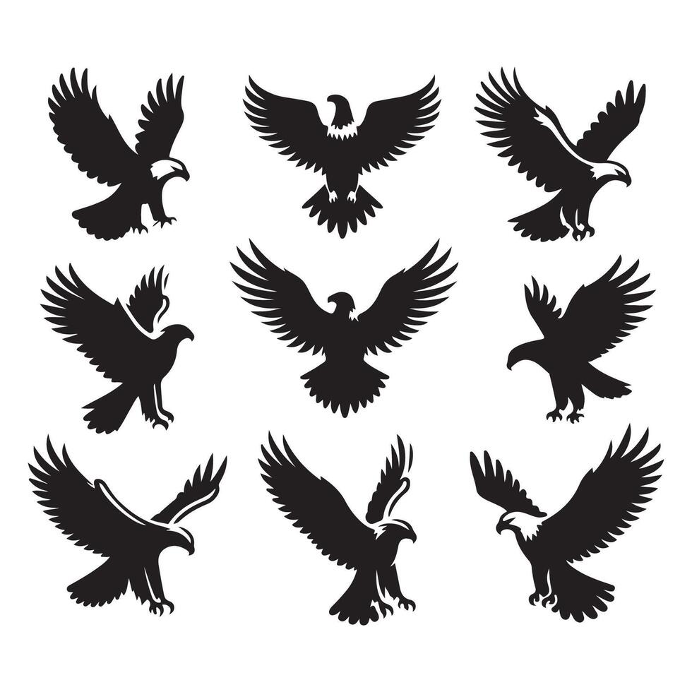 Series of eagle silhouettes over a white surface vector