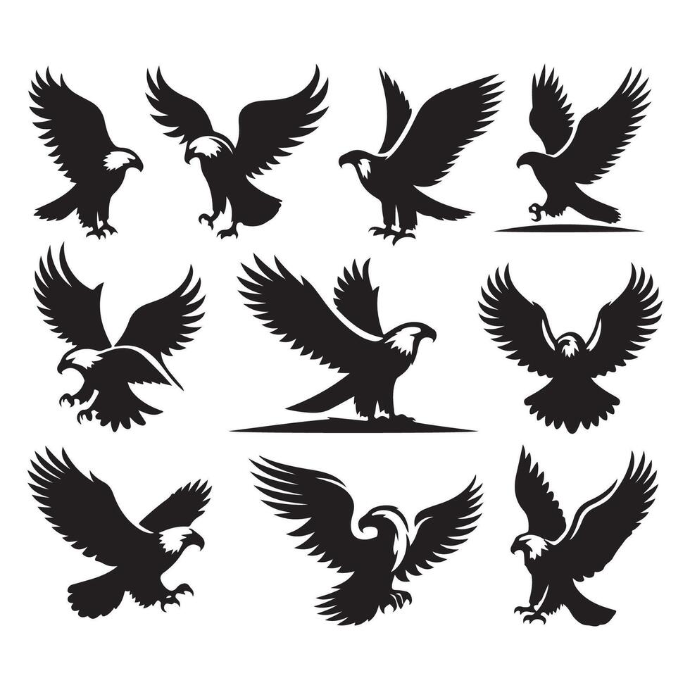 Array of eagle profiles on a clean white background vector