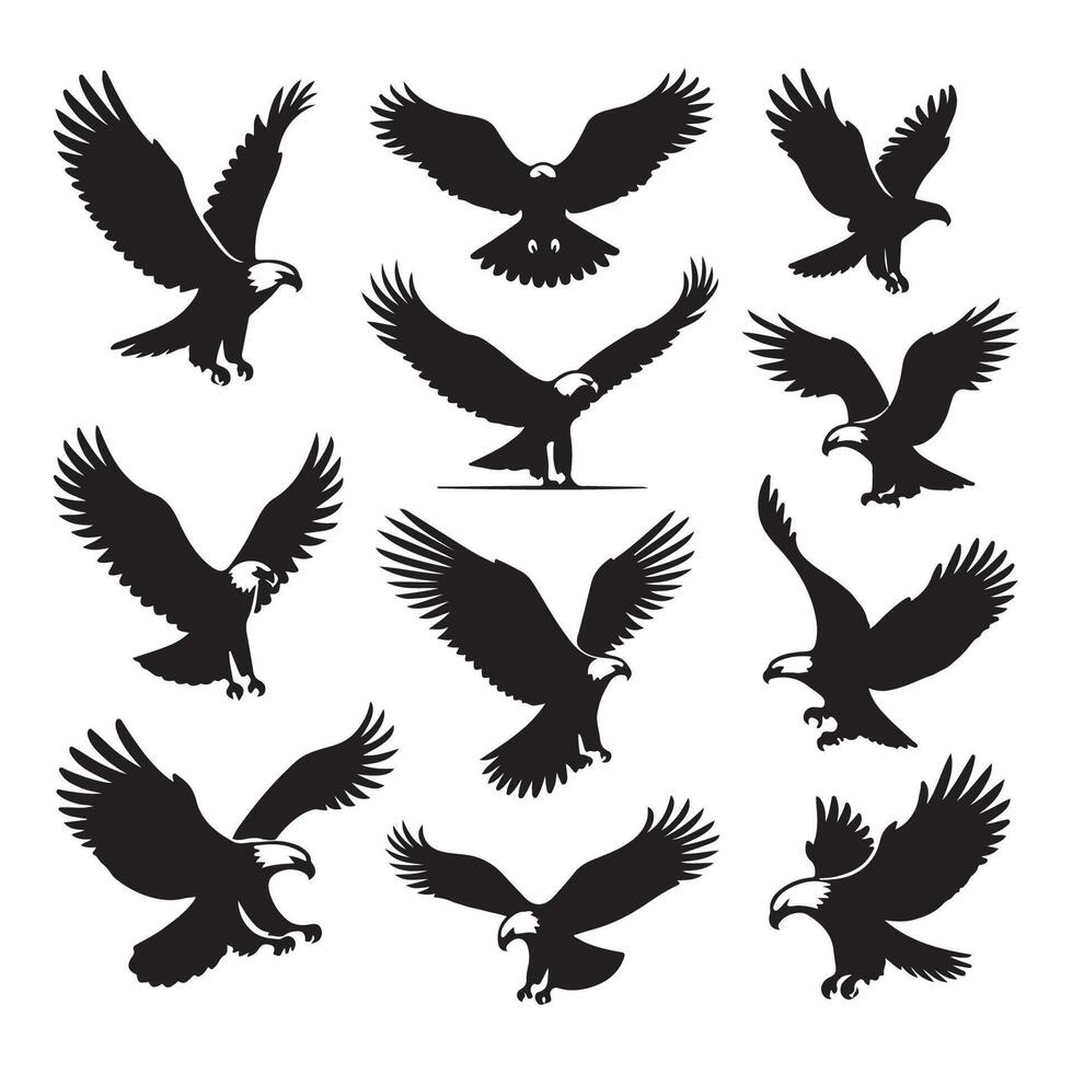 Display of eagle silhouettes on a crisp white background vector