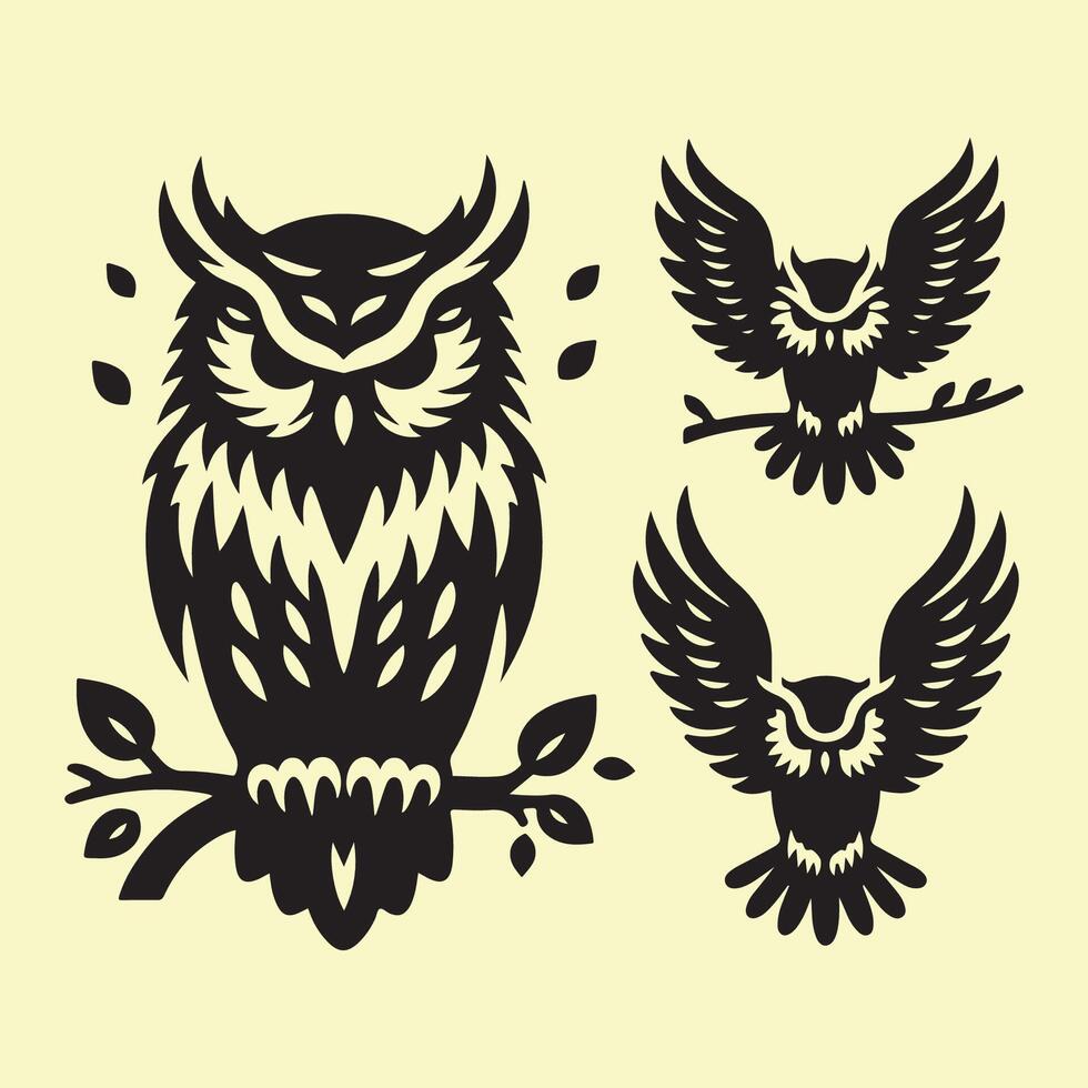 Set of owl outlines vector