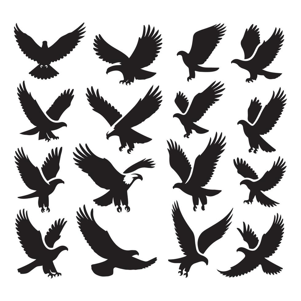 Eagle shapes outlined on a simple white backdrop vector