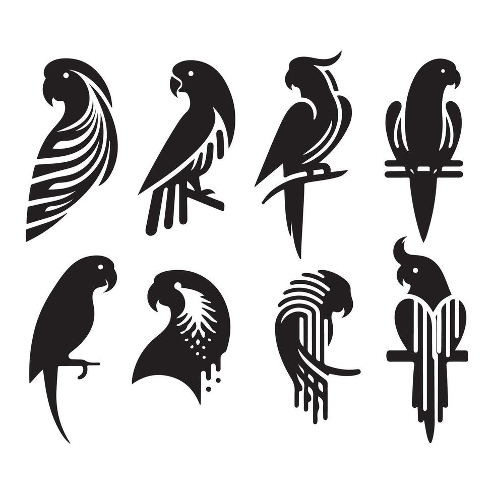 Group of parrot shadows vector