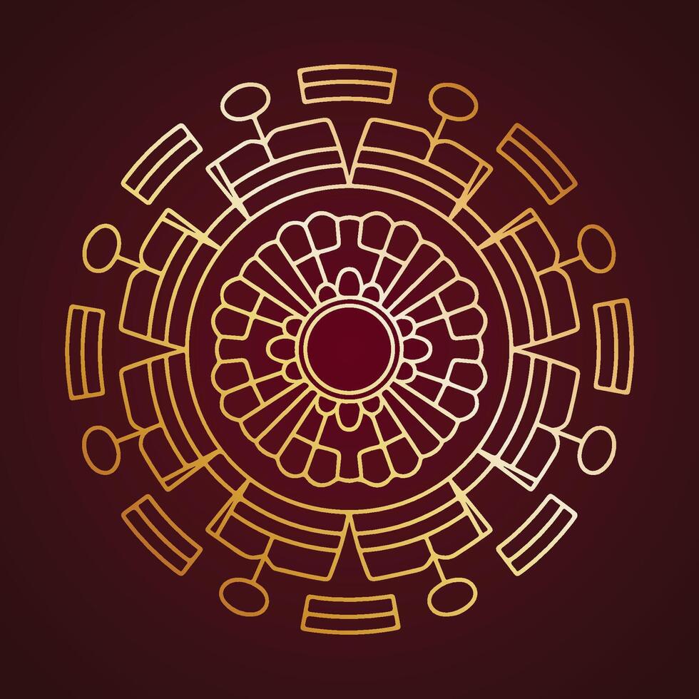 Majestic mandala intricately designed in golden tones vector