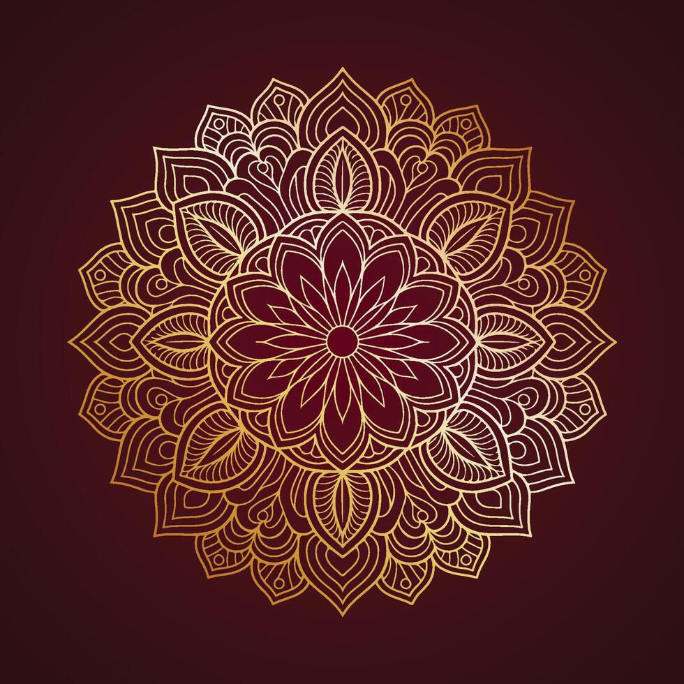 Refined mandala pattern embellished with golden hues vector