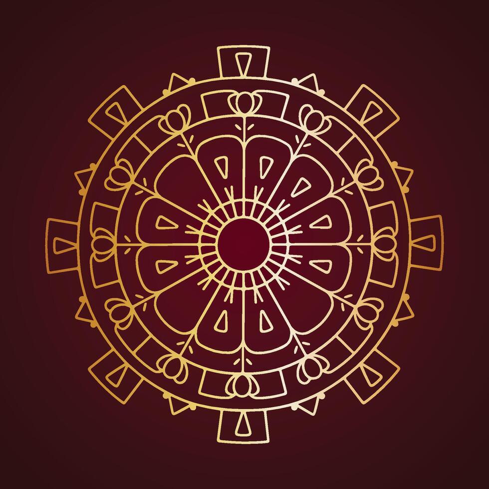 Decorative mandala with intricate patterns in gold vector
