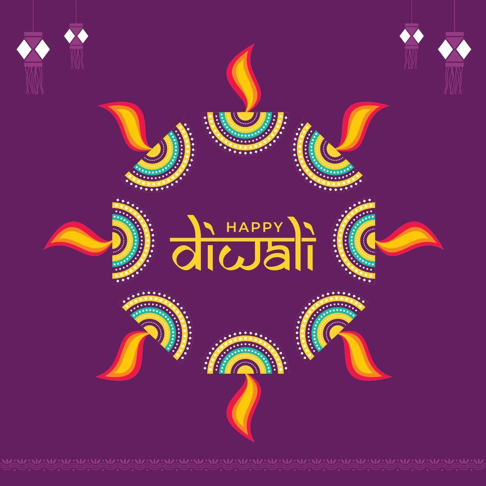 Happy Diwali Decorative Festival Card Design vector