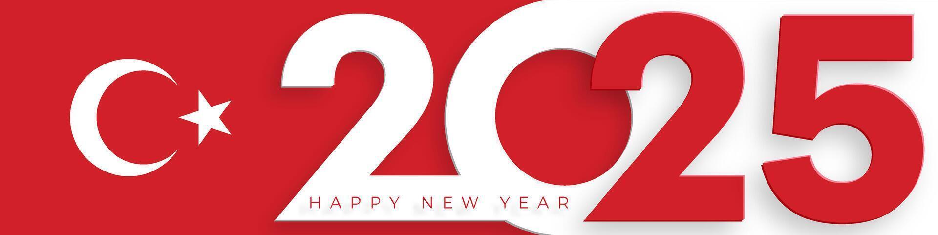 Happy New Year 2025, festive pattern with Turkey flag concept on color background vector
