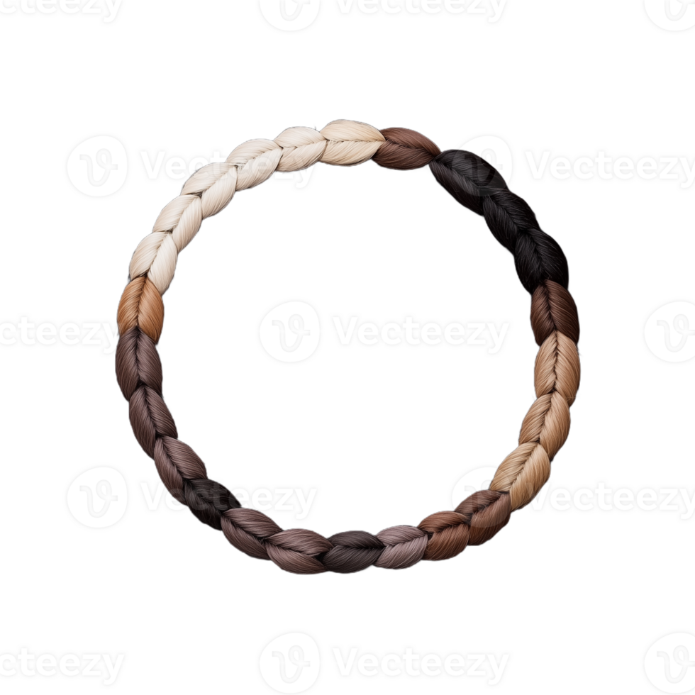 Braided circular rope in shades of brown and black on a transparent background symbolizing strength and unity png