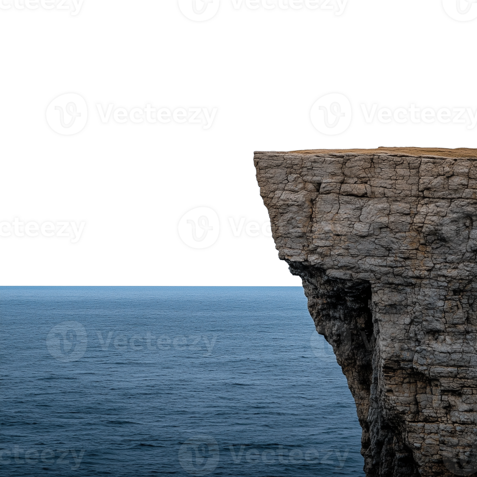 Cliff edge overlooking the calm ocean with natural scenic beauty on a transparent background png