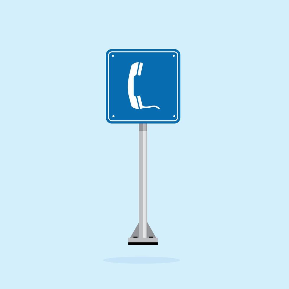 road sign icon, minimalist petrol telephone symbol on blue checkered board. suitable for poster and web icon use vector