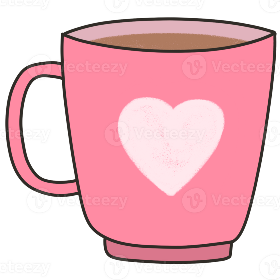 Pink heart mug cup png